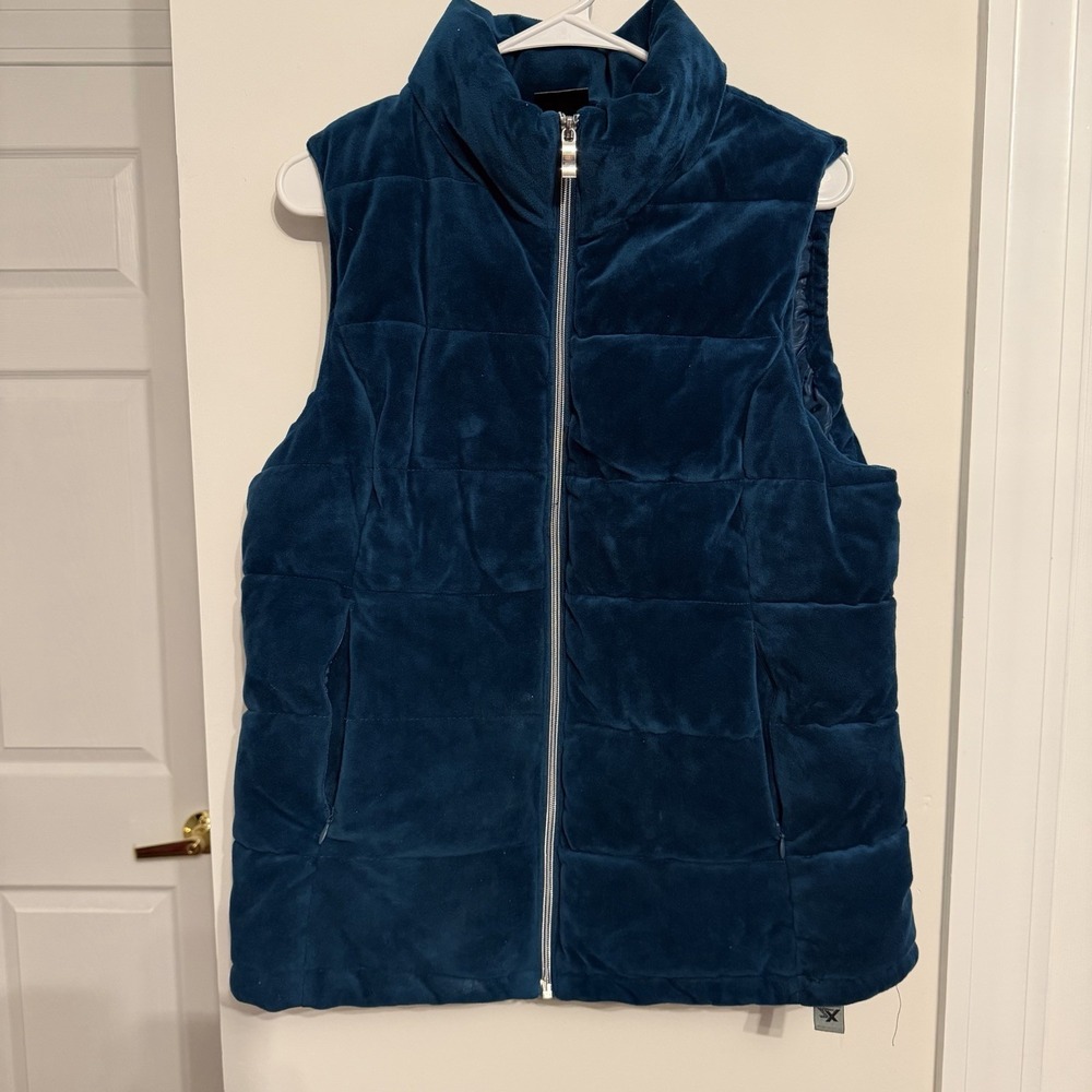 ZeroXposur Nightfall Women's Blue Quilted Puffer‎ Vest Pockets Full Zip L/G